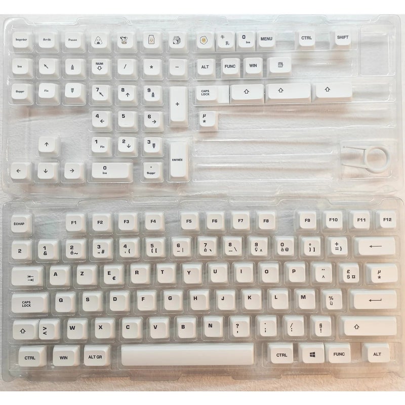 Bluejw Minimalist White PBT Gaming Keycaps - Original Arabic Personalized Keyboard Set - Image 1